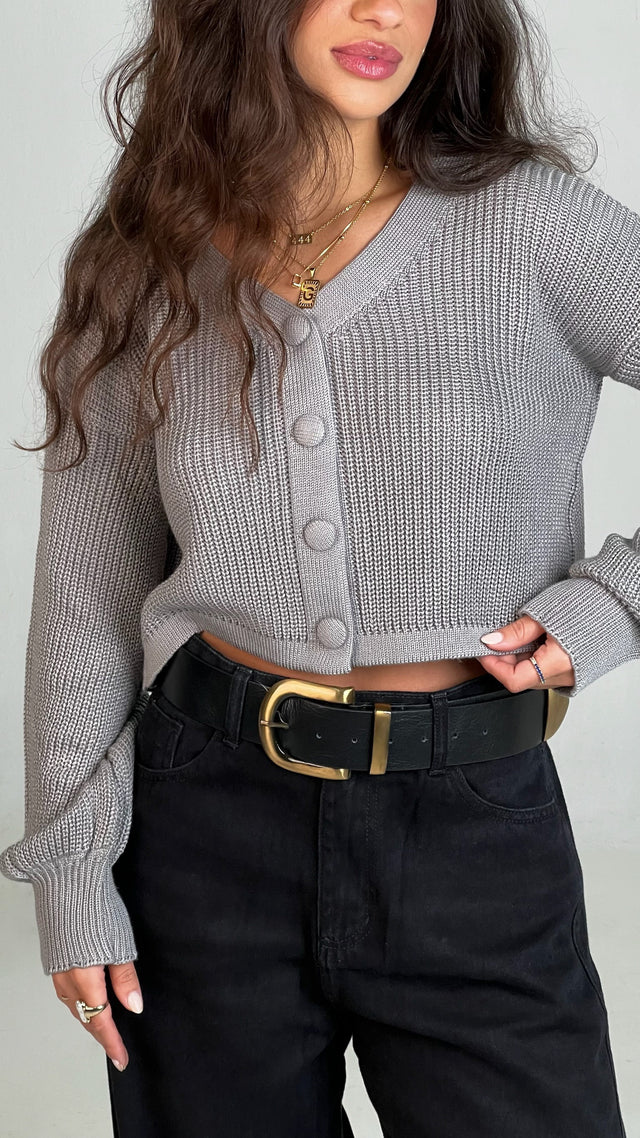 TRICOT GAYA BOTÕES CINZA