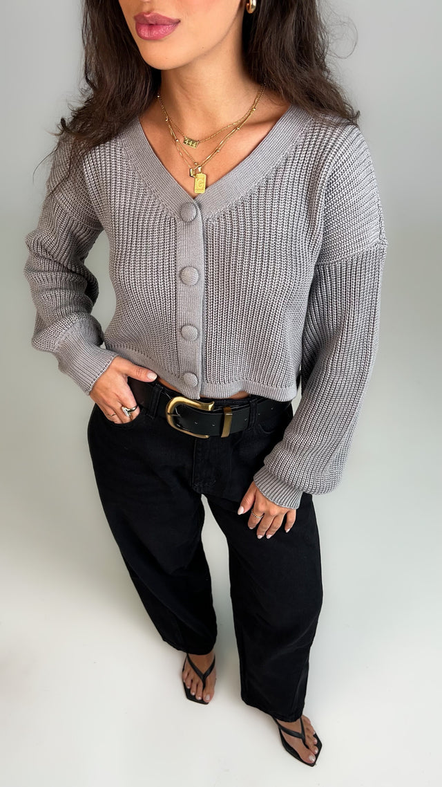 TRICOT GAYA BOTÕES CINZA