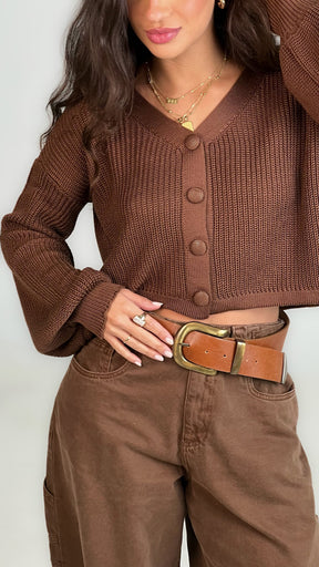 TRICOT GAYA BOTÕES MARROM