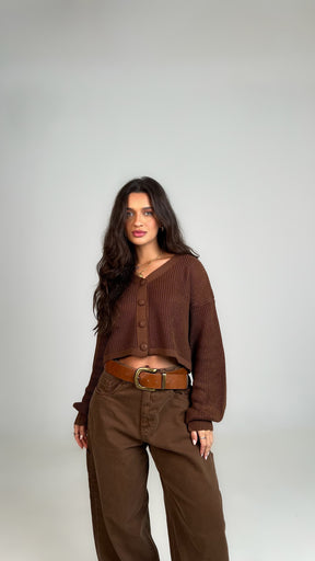 TRICOT GAYA BOTÕES MARROM