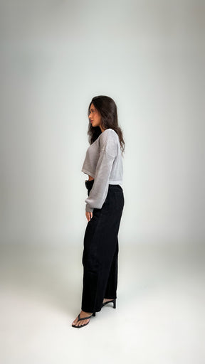 TRICOT GAYA BOTÕES CINZA