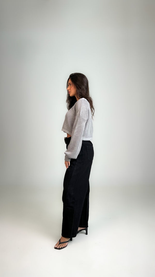 TRICOT GAYA BOTÕES CINZA