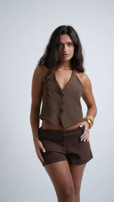 COLETE FRENTE ÚNICA MAPLE MARROM