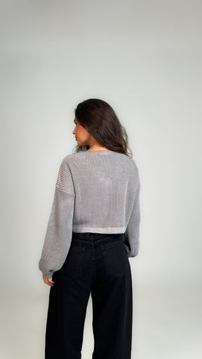 TRICOT GAYA BOTÕES CINZA