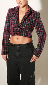 BLAZER CROPPED TWEED MIDNIGHT PRETO